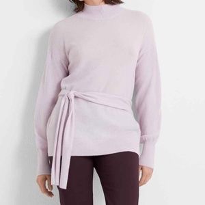 NWT Club Monaco Tie Waist Mock Chandails Lavender Long Sleeve Top Women's Blouse